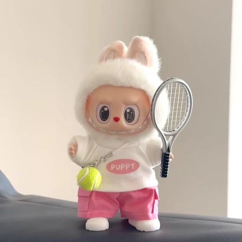 Outfit da Tennis per Bambole Labubu – Completo Sportivo con Maglietta, Pantaloncini e Racchetta
