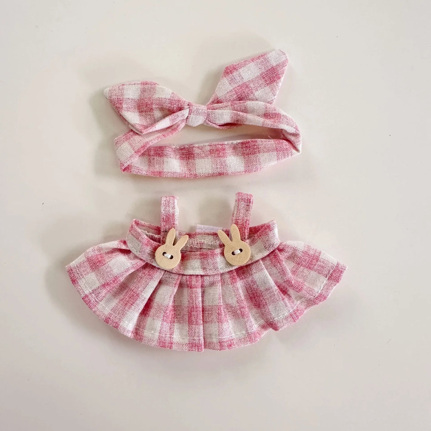 Vestitino con Fiocco per Bambole Labubu 15-17 cm – Completo Fashion con Cerchietto Abbinato