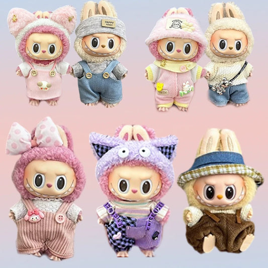 Outfit Fashion con Salopette per Bambole Labubu – Completi Colorati con Accessori