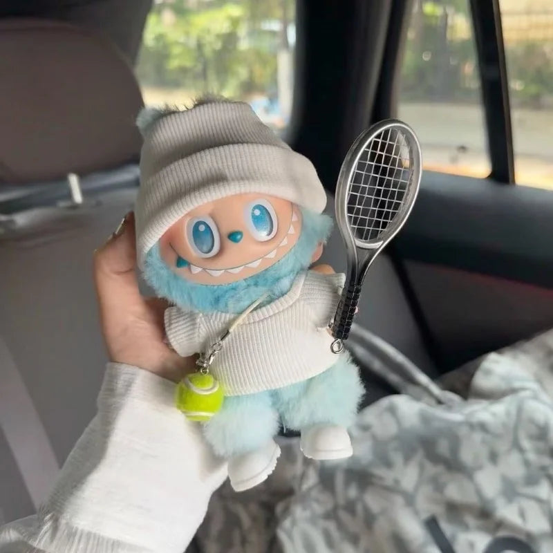 Outfit da Tennis per Bambole Labubu – Completo Sportivo con Maglietta, Pantaloncini e Racchetta