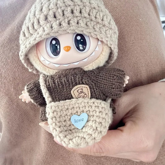 Abbigliamento All’Uncinetto per Bambole Labubu – Completo con Cappellino e Vestitino