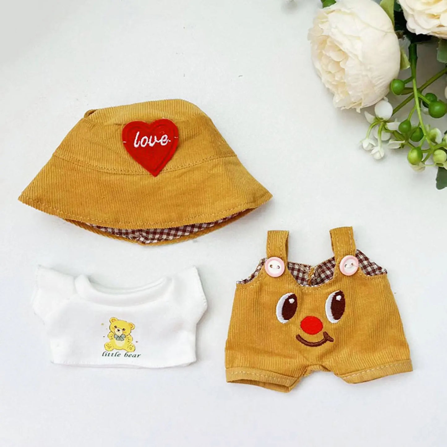 Outfit Carini per Bambole Labubu 17cm – Vestiti con Cappellino, Salopette e Accessori