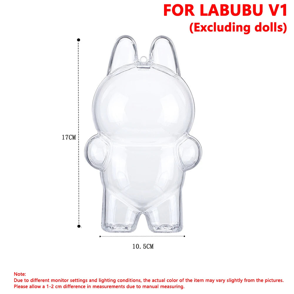Custodia Protettiva Trasparente per Bambole Labubu V1/V2 – Box Anti-Polvere e Protezione da Urti